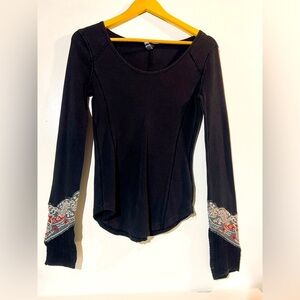 We the free black distressed long sleeved boho